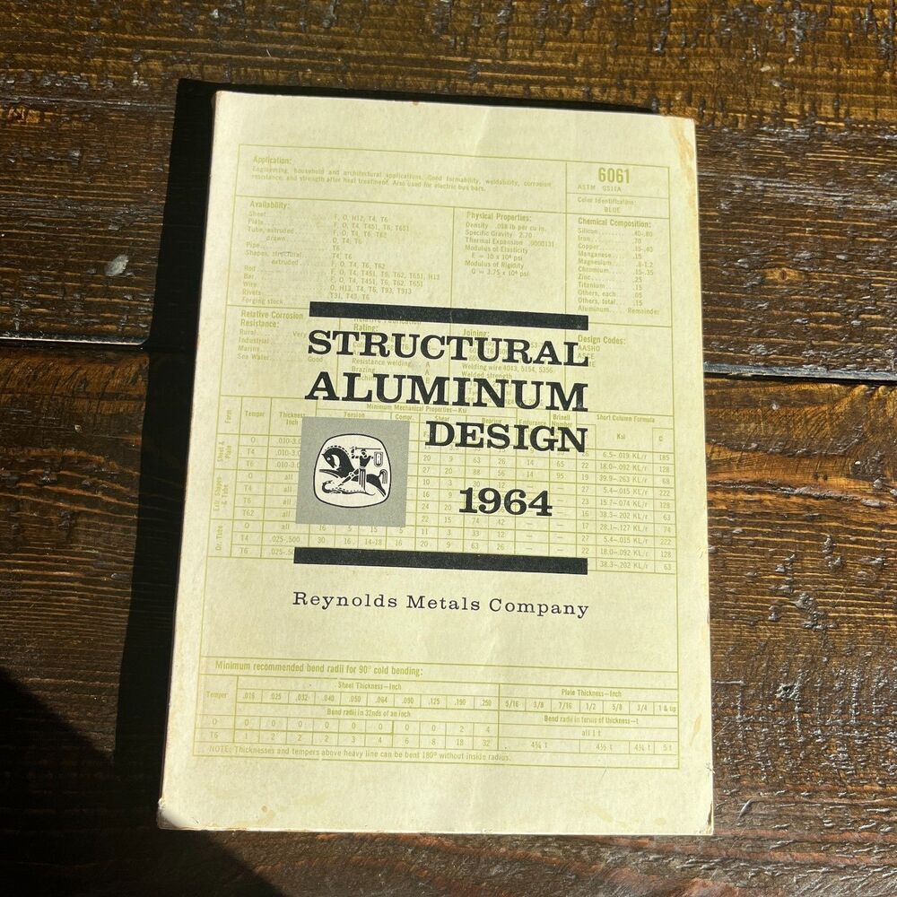 Structural Aluminum Design Reynolds Metal Company 1959 Structural Handbook
